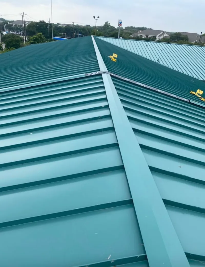 Green commercial metal roof ridge and valley for Metal Roof Repair in Chenango